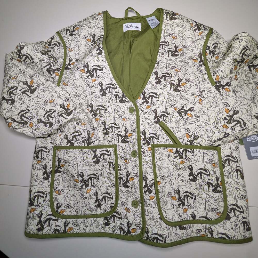 Disney Bambi and Flower Quilted Button-Front Jacket Size M